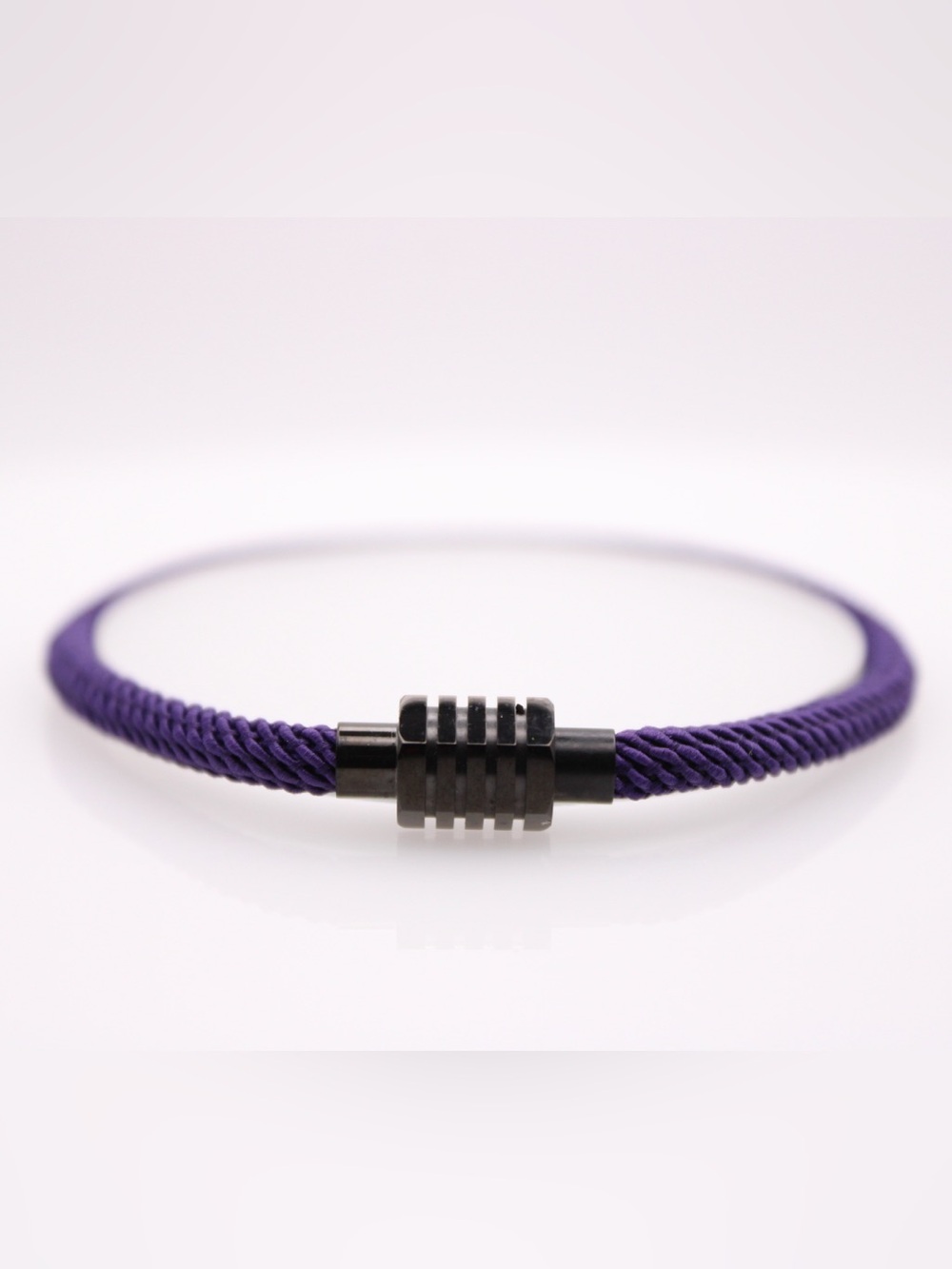 Purple Men’s Rope Bracelet with Gunmetal Magnetic Clasp